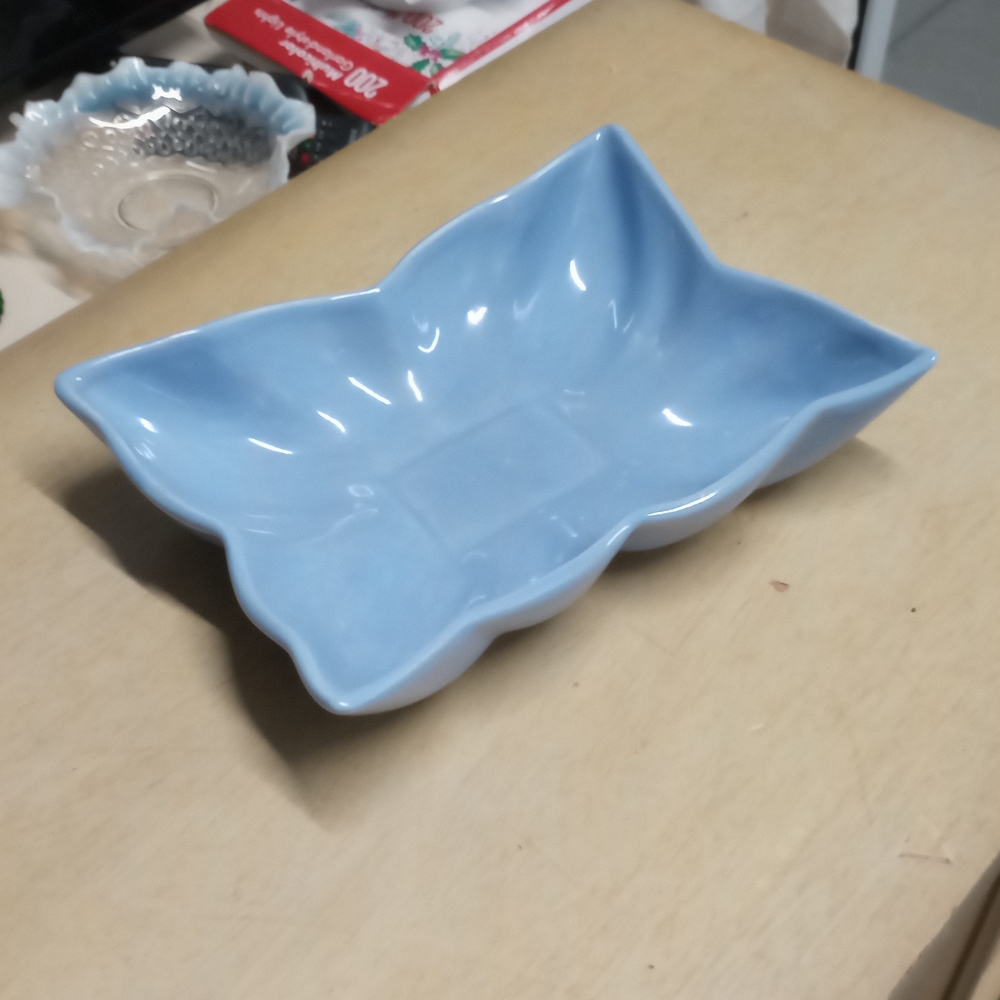 Elegant Blue Ceramic Butterfly Dish